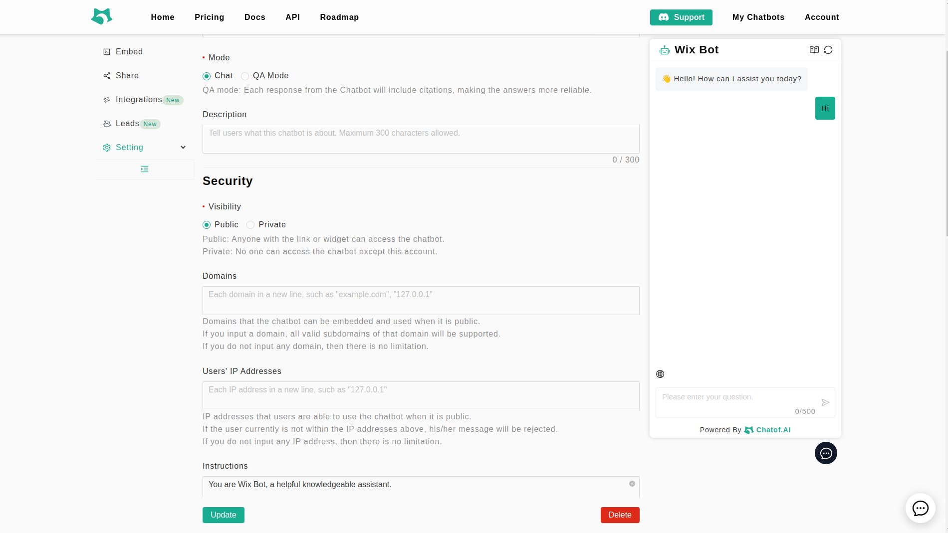 Customize Chatbot